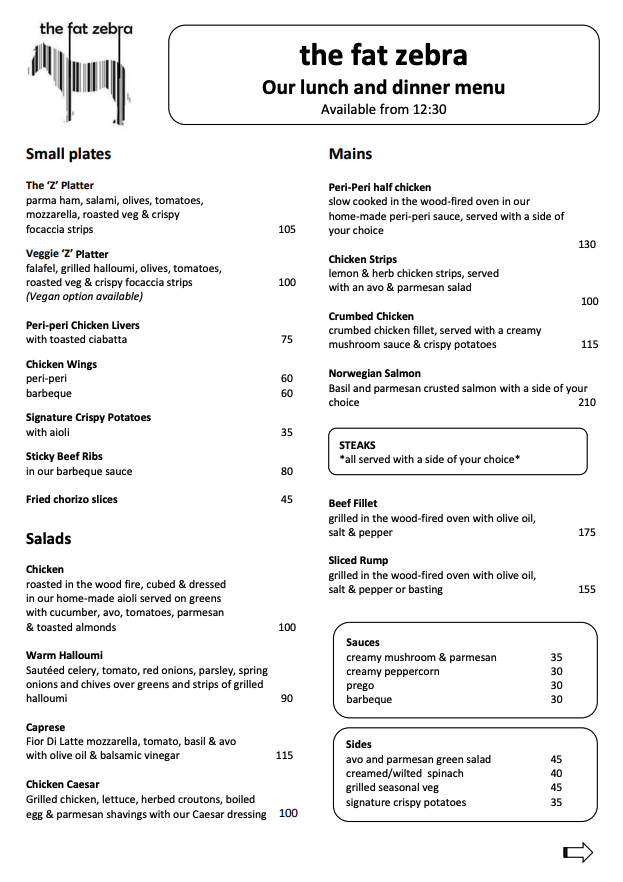 Menu The Fat Zebra Hazelwood-2